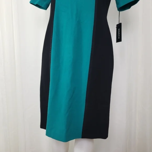 Worth New York Jade green black colorblock scuba dress size 12 NWT - Picture 3 of 11